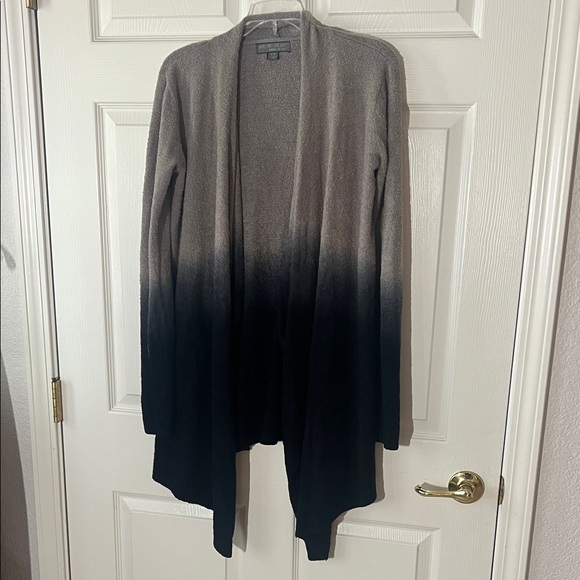 Barefoot Dreams Bamboo Chic Lite Ombre Waterfall‎ Cardigan Black & Gray, Sz S/M - Picture 2 of 10